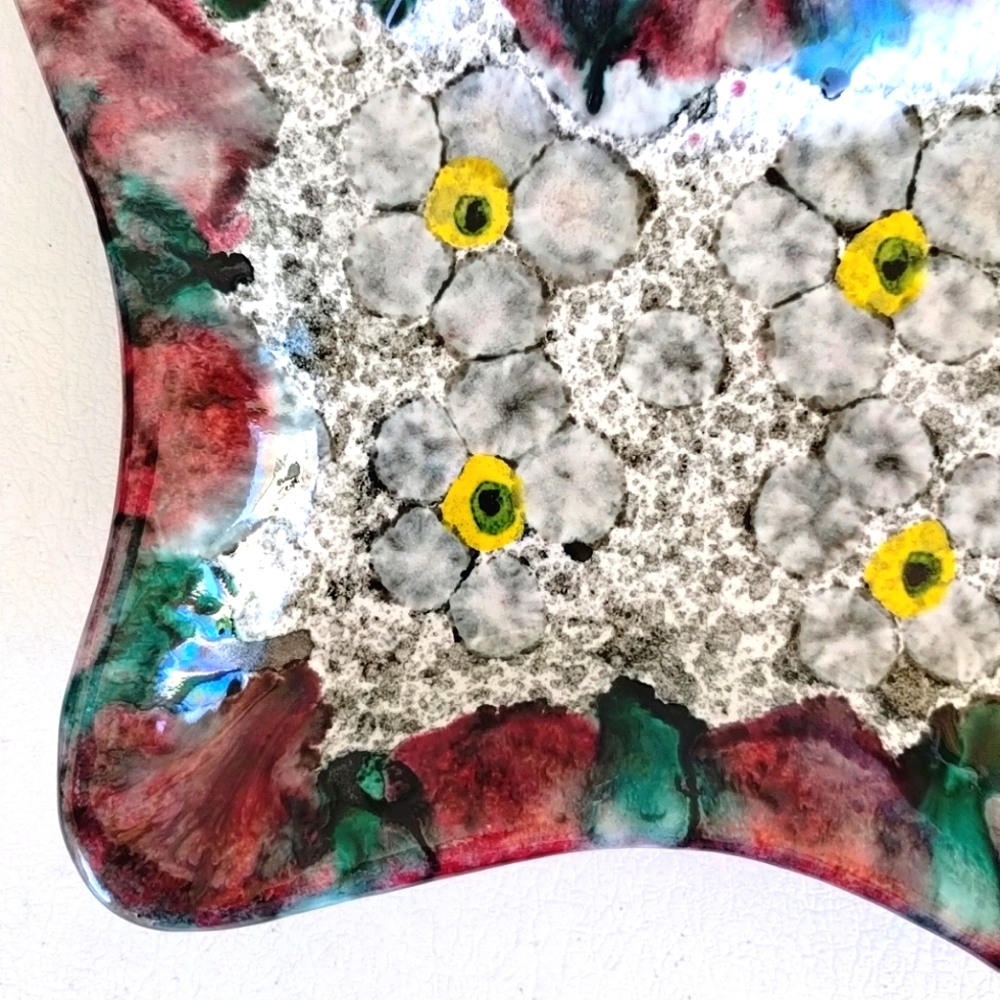 Italian Art Pottery Trinket Dish Ashtray Dripped Glazed Amoeba Freeform Signed - Picture 6 of 15